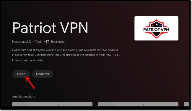 Click Open to start the application