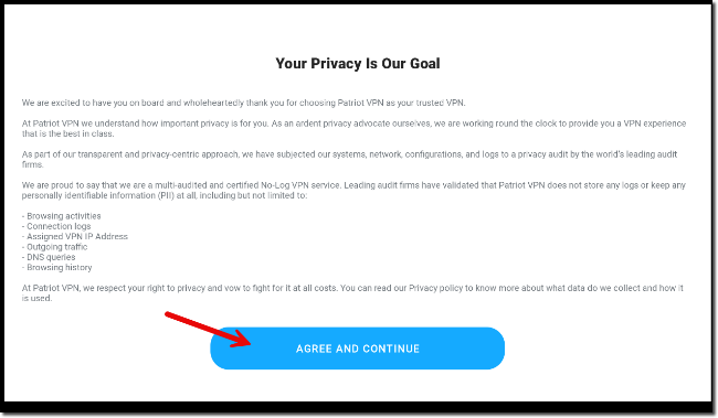 Click Agree and Continue