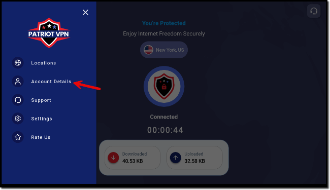 Click on Account Details in the menu