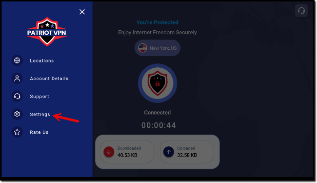 Click on Settings in the menu