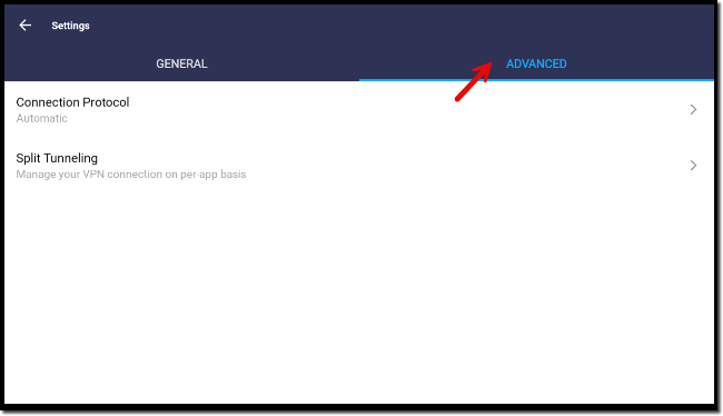 Advanced Tab options