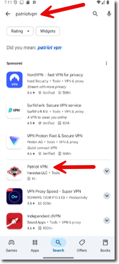 Click on PatriotVPN