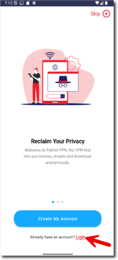 Click 'Login' to log into the application
